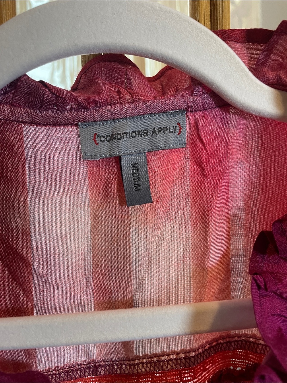 Conditions Apply Tie-Neck Ombre Peasant Blouse in Warm Sunset Colors - Picture 4 of 8